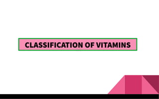 CLASSIFICATION OF VITAMINS
 