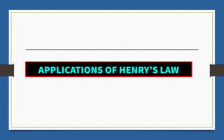 APPLICATIONS OF HENRY’S LAW
 