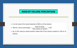 MASS BY VOLUME PERCENTAGE
 