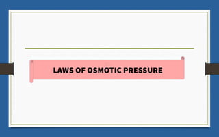 LAWS OF OSMOTIC PRESSURE
 