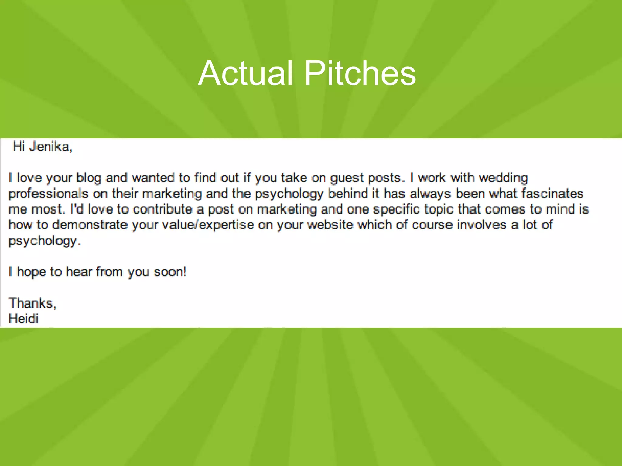 Actual Pitches
 