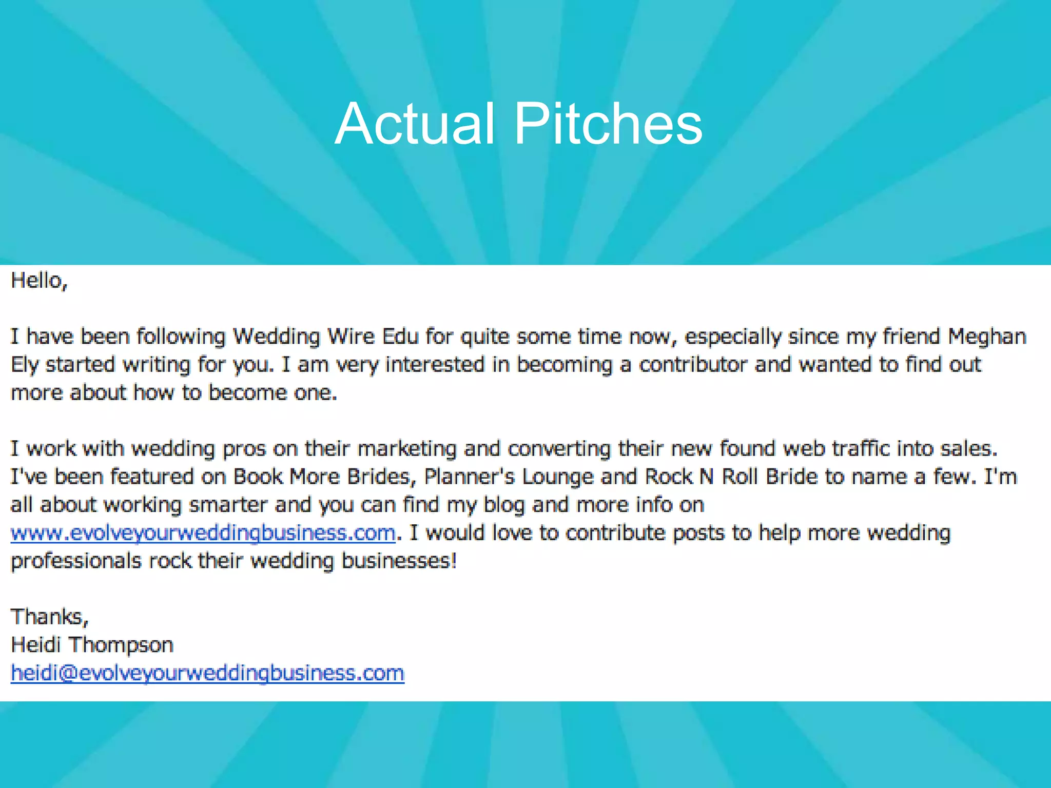 Actual Pitches
 