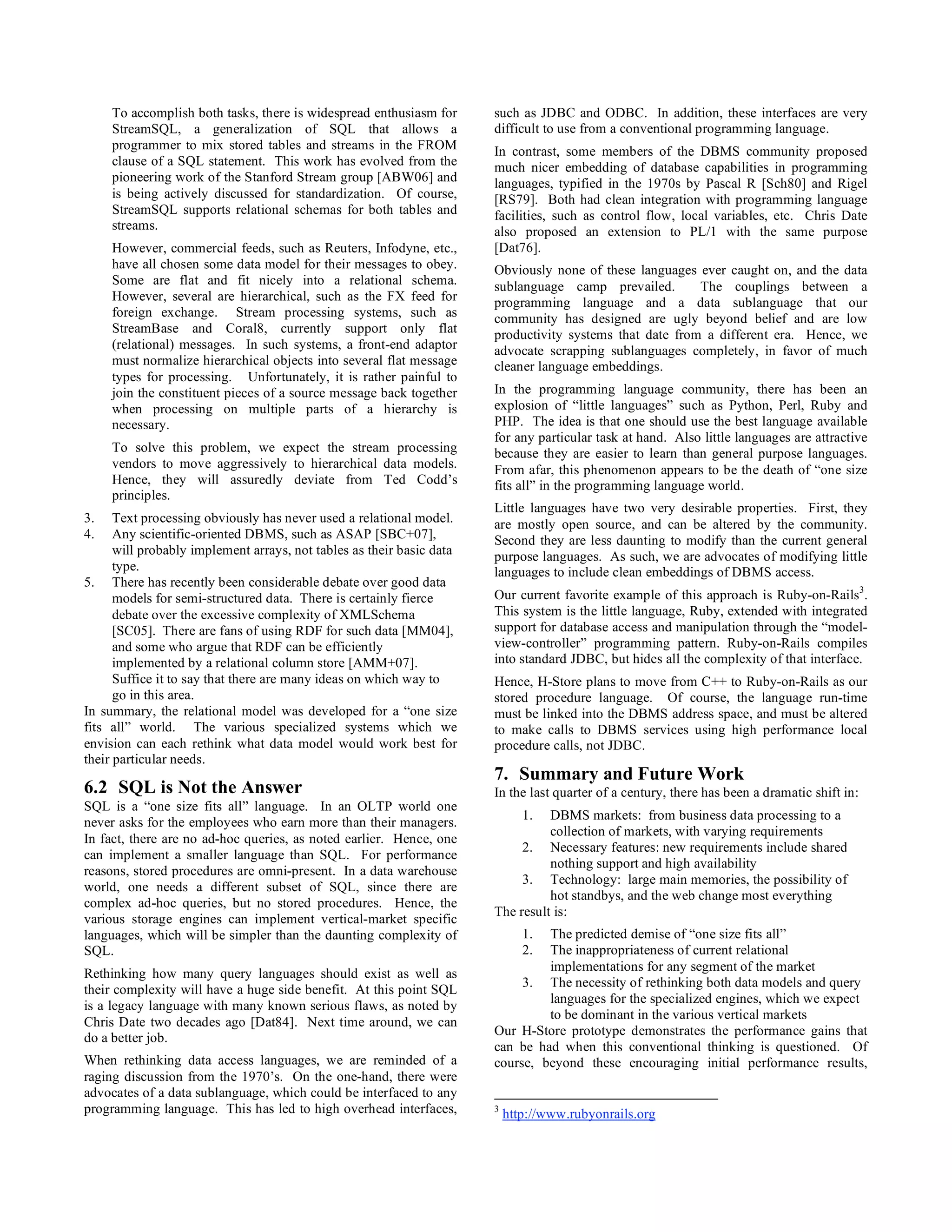 The End of an Architectural Era Michael Stonebraker | PDF