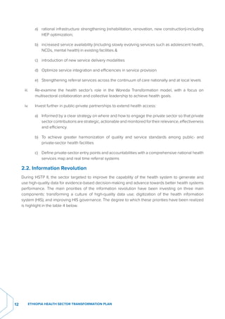 Health Sector Development The Ethiopian health sector has developed and implemented successive ...