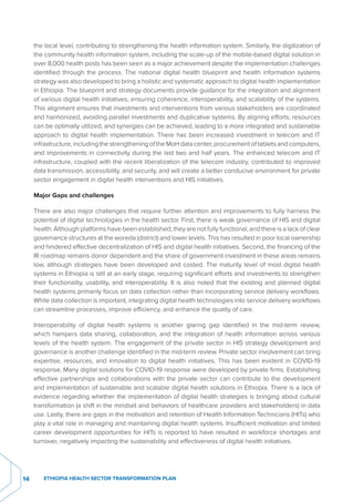 Health Sector Development The Ethiopian health sector has developed and implemented successive ...