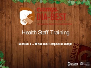 Health Staff Training
Session 1 – What can I expect at camp?
 