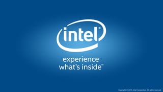 * Other Names and Brands May Be Claimed as the Property of Others
SolutionsthatWorkBetterTogether
79
HardwareUpgrade
Intel® Xeon® Processor E7-8890 v3
Scalability
• Increased parallelism - up to 18 cores, up to 8-
sockets per server natively
• Up to 1.5 TB supported per socket of DDR3 or DDR4
delivering up to 3.6X more memory bandwidth1
• Reduce performance bottlenecks with Intel® SSD
Data Center Family
Baseline
• VMware vSphere* (ESXi) 4.1
• Intel® Xeon® Processor X7460
2012
SoftwareUpgrade
VMware vSphere* (ESXi) 6
• Increase in host size
• 3X increase in CPUs per host (160 to 480)
• 12X increase in RAM per cluster (1TB to 12TB)
2015
2015
BetterTogether
Upto17xImprovementin
VirtualizationPerformance
atupto1/5th costperVM2,3
VMware takes advantage of new
Intel networking and storage
opportunities to deliver
outstanding virtual machine
performance
Benchmark: Server Virtualization Consolidation workload
LatestVmWAREVSPHERE*(ESXi)
LatestIntel®Xeon®processor
E7Family
+
Softwareandworkloadsusedinperformancetestsmayhavebeenoptimizedforperformanceonlyon
Intelmicroprocessors.Performancetests,suchasSYSmarkandMobileMark,aremeasuredusingspecific
computersystems,components,software,operationsandfunctions.Anychangetoanyofthosefactors
maycausetheresultstovary.Youshouldconsultotherinformationandperformanceteststoassistyou
infullyevaluatingyourcontemplatedpurchases,includingtheperformanceofthatproductwhen
combinedwithotherproducts.Formoreinformationgotohttp://www.intel.com/performance
Configurations(seenextslideformoredetails):
Footnotescanbefoundonthefollowingslide.
Copyright©2015IntelCorporation.Allrightsreserved.
=
 
