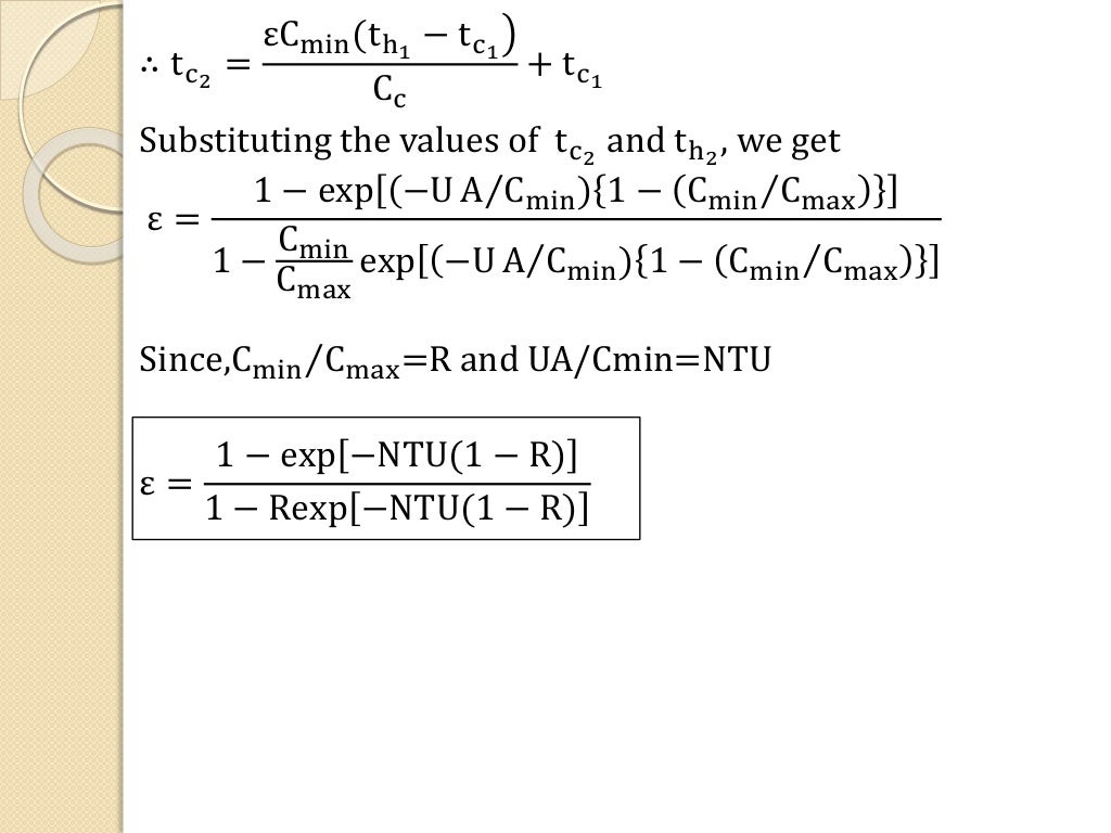 Effectiveness for Counterflow heat exchanger