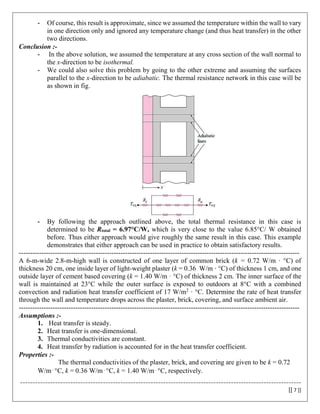 Ht analysis of conduction through wall OEP | PDF