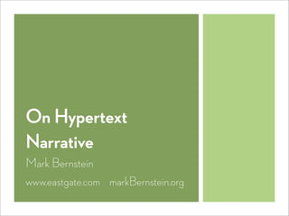 On Hypertext Narrative | PDF