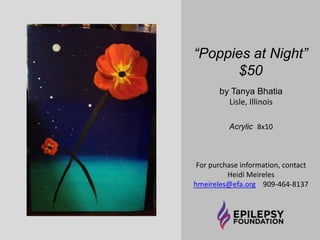 “Brainstorm II” $400 by Samantha Alexander 
Sandy Springs, Georgia 
Watercolor Monoprint 11x14 
For purchase information, contact 
Heidi Meireles hmeireles@efa.org 909-464-8137 
 