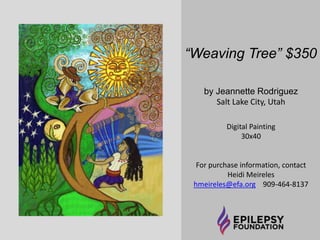 “Portrait of Ghandi” 
$1,500 
by Nathan Plung 
West Richland, Washington 
Needlepoint/Finer Art 
15x18.5 
For purchase information, contact 
Heidi Meireles 
hmeireles@efa.org 909-464-8137 
 