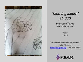 “Swimming” $200 by Melinda Sheehan 
Saint John, New Brunswick, Canada 
Acrylic On Canvas 
For purchase information, contact 
Heidi Meireles hmeireles@efa.org 909-464-8137 
 