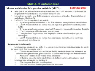 MAPA et automesure
ESH/ESC 2007
 
