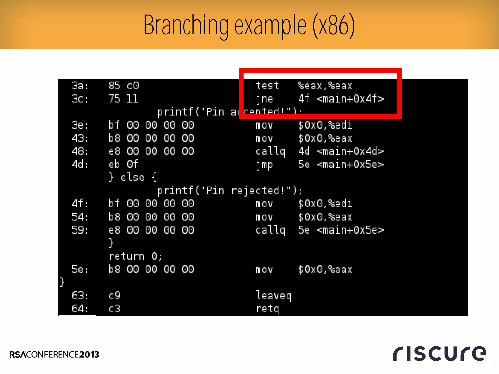 Branching example (x86)
 