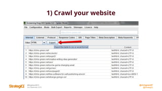 @chrisgreen87
@StrategiQ
#BrightonSEO
2nd September 2016
1) Crawl your website
 