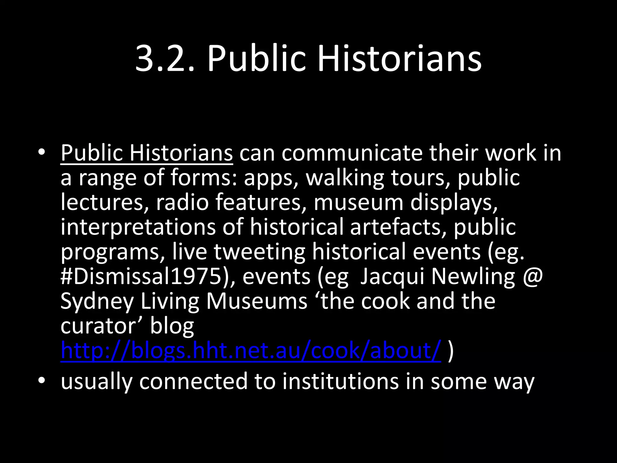 Public histories
 