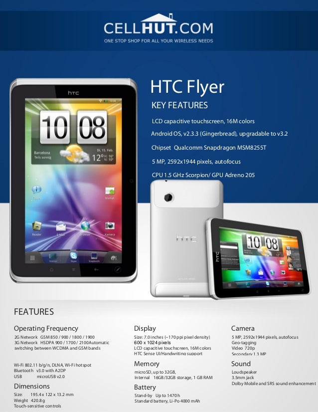 htc flyer unlocked quadband gsm cell phone brochure 30671 cell phone flyer