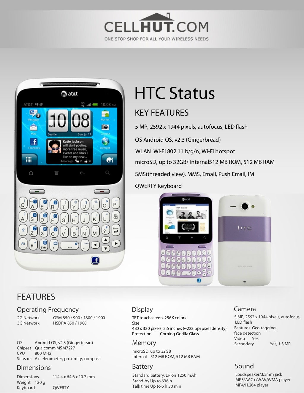 Htc Status Unlocked Quadband Android Atandt Cell Phone Brochure 31692