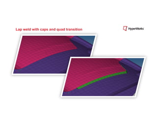 Lap weld with caps and quad transition
 