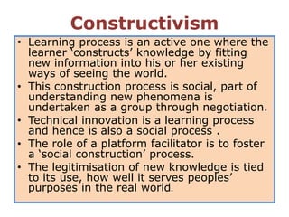 Making meaning: Knowledge creation, learning and documentation