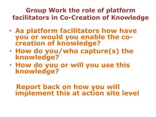 Making meaning: Knowledge creation, learning and documentation