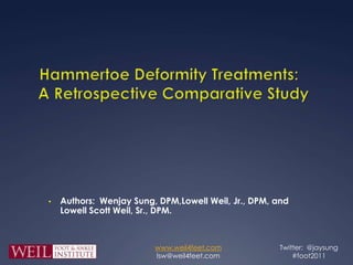 Hammertoe Deformity Treatments:  A Retrospective Comparative Study ,[object Object],[object Object]