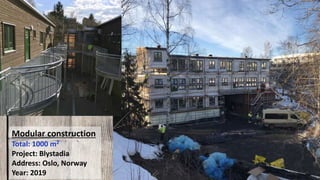 Modular construction
Total: 1000 m2
Project: Blystadia
Address: Oslo, Norway
Year: 2019
 