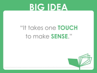 BIG IDEA

“It takes one TOUCH
     BIG IDEA
   to make SENSE.”
 