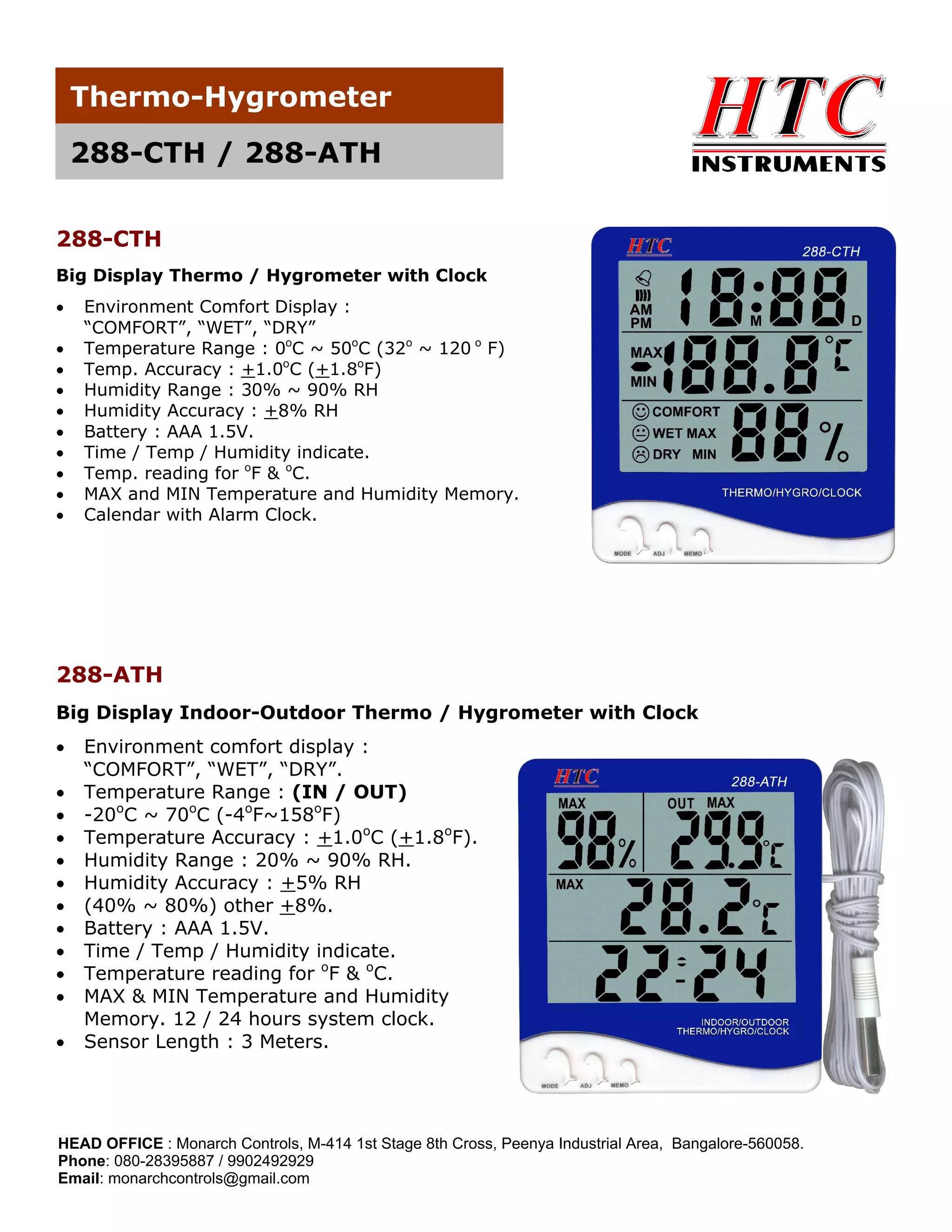 Htc thermo hygro meter 288cth & 288ath PDF
