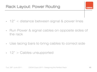 Rack Power Cable Routing CEDIA Home Technology Event 2011: Designing the Perfect Rack | PDF