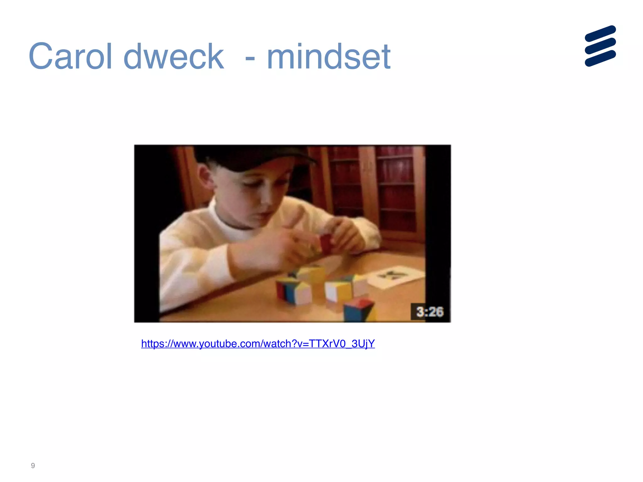 9
Carol dweck - mindset
https://www.youtube.com/watch?v=TTXrV0_3UjY
 