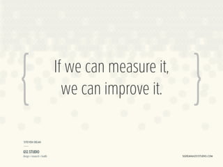 {   If we can measure it,
      we can improve it.    }
 