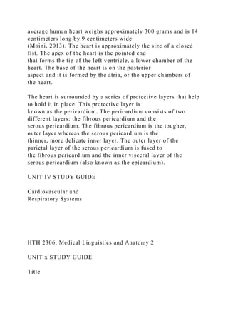 HTH 2306, Medical Linguistics and Anatomy 1 Course Le.docx
