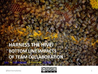 HARNESS THE HIVE!
BOTTOM LINE IMPACTS
OF TEAM COLLABORATION
1“bees” by Tom Woodward is licensed under CC BY SA
 
