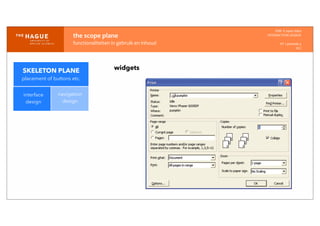 IDM-­‐	
  E	
  open	
  data
INTERACTION	
  DESIGN
HT	
  1	
  periode	
  4
HCI
the	
  scope	
  plane
functionaliteiten	
  in	
  gebruik	
  en	
  inhoud
interface
design
navigation
design
widgetsSKELETON PLANE
placement of buttons etc.
 