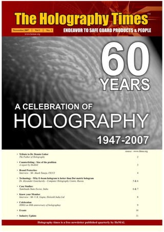 The Holography Times, November 2007, Volume 1, Issue 1