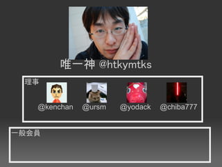 Ψһ @htkymtks
 


   @kenchan   @ursm   @yodack   @chiba777


һT
 