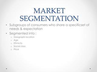 Segmentation Subgroups Htm food service industry | PPTX