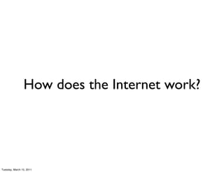 How does the Internet work?




Tuesday, March 15, 2011
 