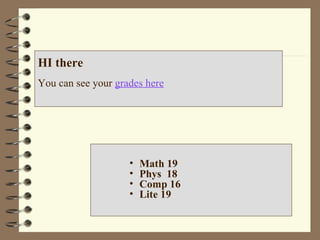 Math 19 Phys  18 Comp 16 Lite 19 HI there   You can see your  grades here 