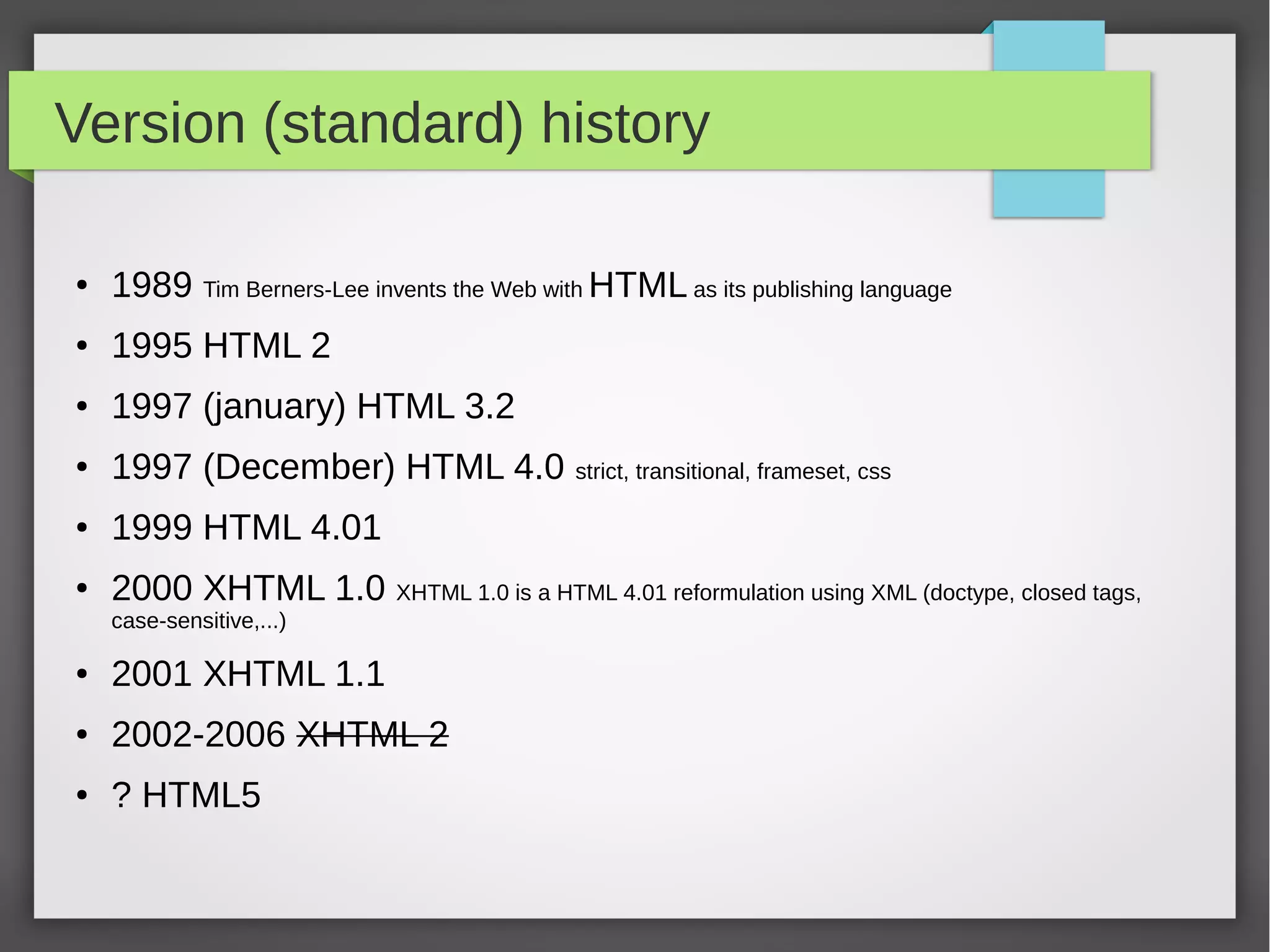 HTTP

HyperText Transfer Protocol (HTTP) is the main system used to transmit information over the web
URL (Uniform Resource Locator)
(http://)(www.example.com)(/pages/about.html)
 