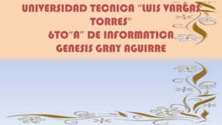 UNIVERSIDAD TECNICA “LUIS VARGAS
TORRES”
6TO“A” DE INFORMATICA
GENESIS GRAY AGUIRRE
 
