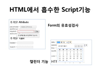 HTML에서 흡수한 Script기능
Form의 유효성검사

캘린더 기능

 