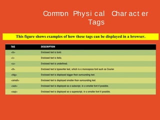 Com on Phy s i c al Char ac t er
m
Tags
This figure shows examples of how these tags can be displayed in a browser.

 