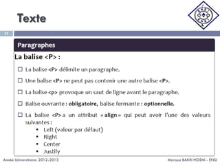 Texte
Maroua BAKRI HOSNI - ENSI
25
Année Universitaire: 2012-2013
 