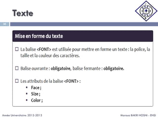 Texte
Maroua BAKRI HOSNI - ENSI
30
Année Universitaire: 2012-2013
 