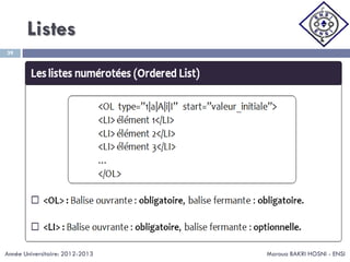 Listes
Maroua BAKRI HOSNI - ENSI
39
Année Universitaire: 2012-2013
 