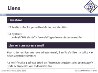 Liens
Maroua BAKRI HOSNI - ENSI
51
Année Universitaire: 2012-2013
 