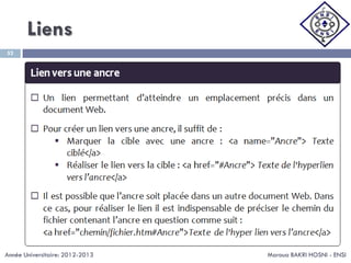 Liens
Maroua BAKRI HOSNI - ENSI
52
Année Universitaire: 2012-2013
 